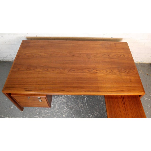 H.P. Hansen Mid 20th Century Danish Teak Executive Desk by Arne Vodder for H. P. Hansen For Sale - Image 4 of 18