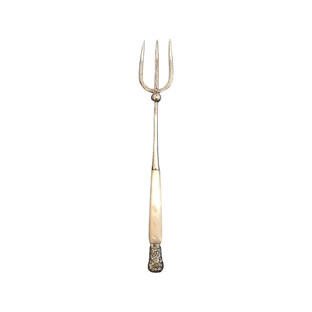 19th Century 19th Century British Silver and Mother of Pearl Bread Fork or Serving Fork For Sale - Image 5 of 10