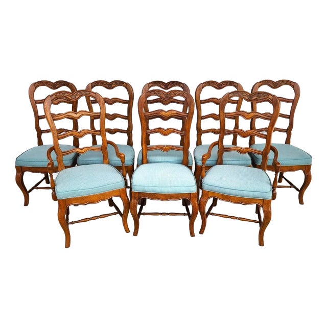 Vintage French Country Dining Chairs Set of 8 For Sale