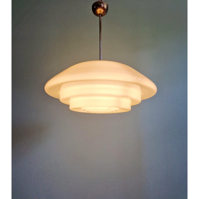 Bauhaus Pendant Light in White Opaline Glass, 1930s For Sale - Image 12 of 13