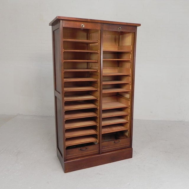 Oak Roller Shutter Cabinet, 1930s For Sale - Image 4 of 18
