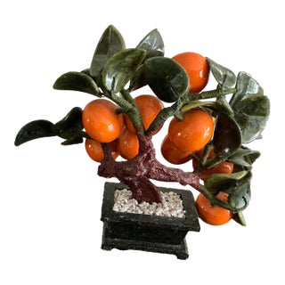 Mid 20th Century Vintage Chinese Bonsai/ Jade Tree With Mandarin Orange Fruit For Sale
