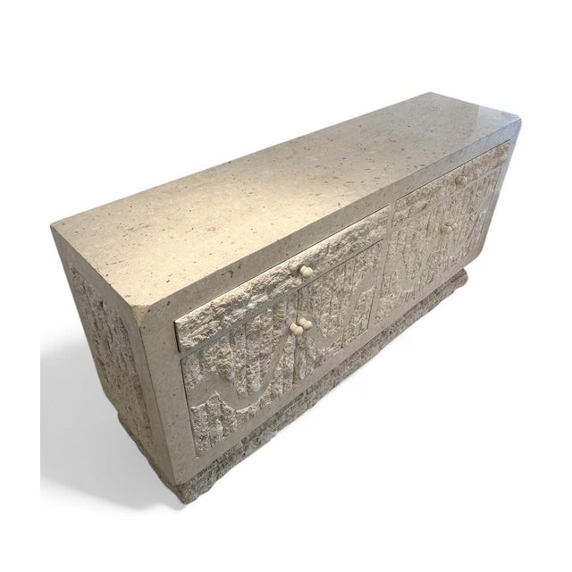 Travertine Tessellated Stone Sideboard by Renoir, 1980 For Sale - Image 9 of 15