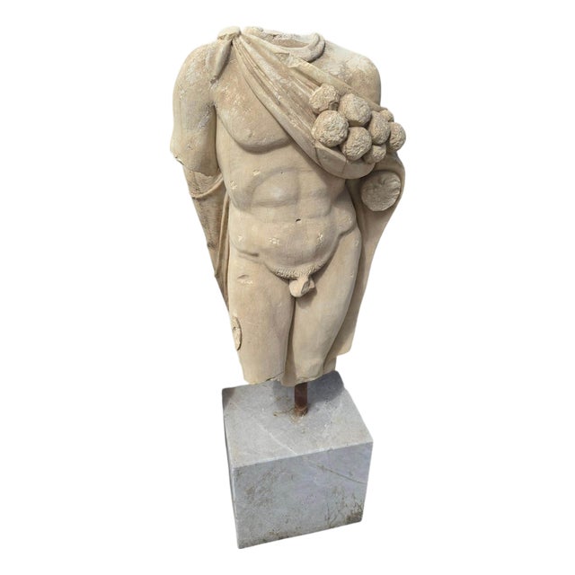 Large Classical Torso of Hercules, Early 20th Century, Marble For Sale