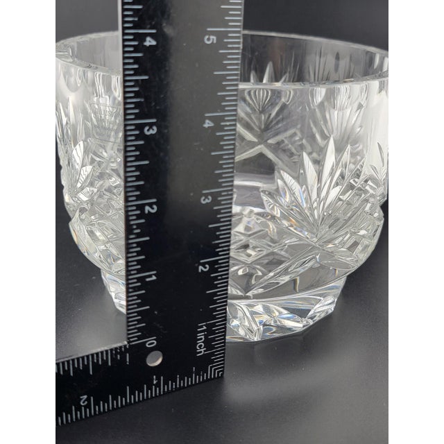 Mid-Century Modern Vintage Illusions 24% Full Lead Crystal Clear Footed Bowl Hand Cut Germany For Sale - Image 3 of 12