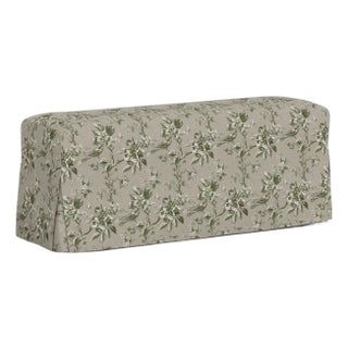 Slipcover for Stoffer Home x Cloth & Company for Lindy Dining Bench in Bird Toile Olive For Sale