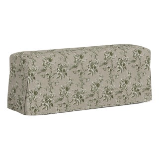 Stoffer Home x Cloth & Company Slipcover for Lindy Dining Bench in Bird Toile Olive For Sale