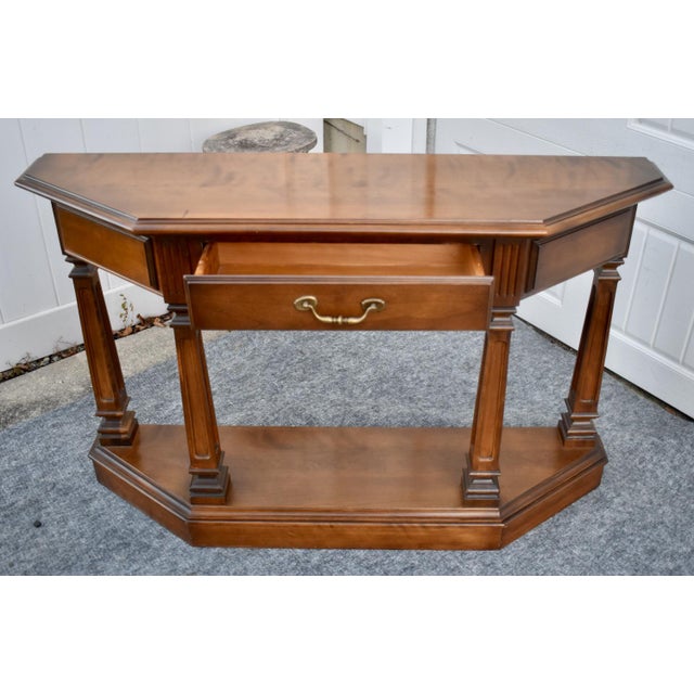 Vintage Ethan Allen Cherry Wood Console Table Entryway Sofa 1 Drawer For Sale - Image 14 of 17