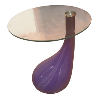 Postmodern Sculptural Side Table in Violet Lacquered Metal and Glass, Italy, 1990s. For Sale