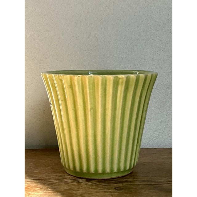 Vintage Boho French Glazed Ceramic Pleated Vase For Sale - Image 4 of 6