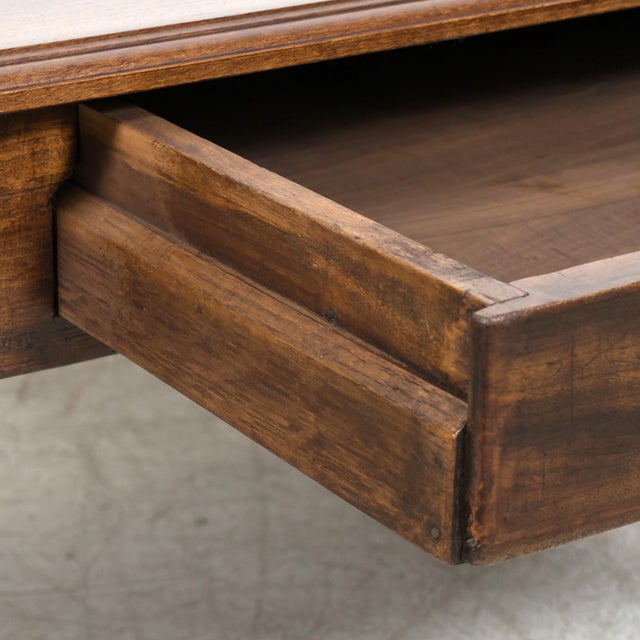 Brown Large 19th Century Rustic French Country Solid Walnut Coffee Table With Drawer For Sale - Image 8 of 12
