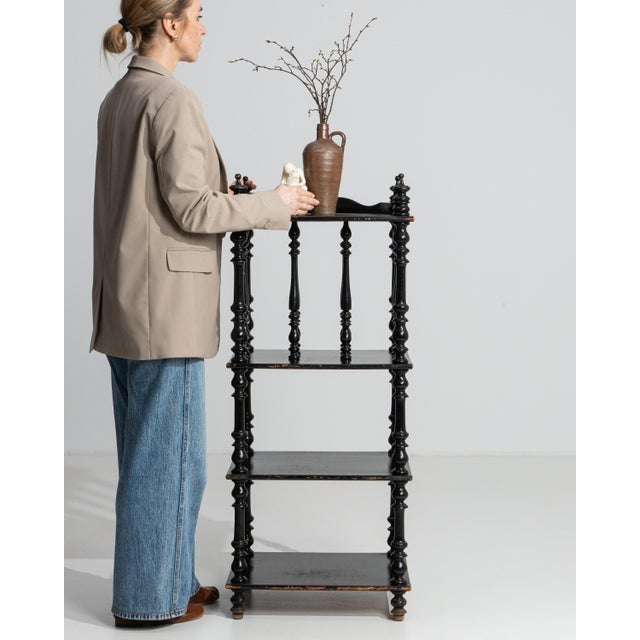 Black 19th Century French Black Patinated Napoleon III Etagere France 1th Century For Sale - Image 8 of 14