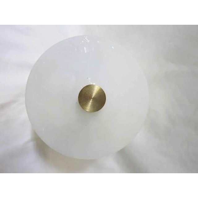 Art Deco Art Deco Bell Shape Ceiling Glass Globe Pendant With Geo Pattern For Sale - Image 3 of 6