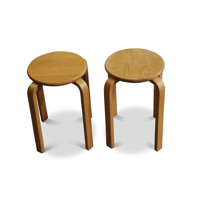 Mid-Century Modern Bent Plywood E60 Stacking Stool by Alvar Aalto for Artek, 1980s For Sale - Image 3 of 5