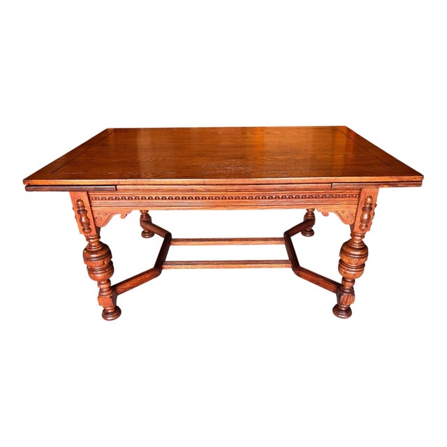 American Ornate Early 20th Century Jacobean Style Draw Leaf Dining Table For Sale - Image 3 of 12