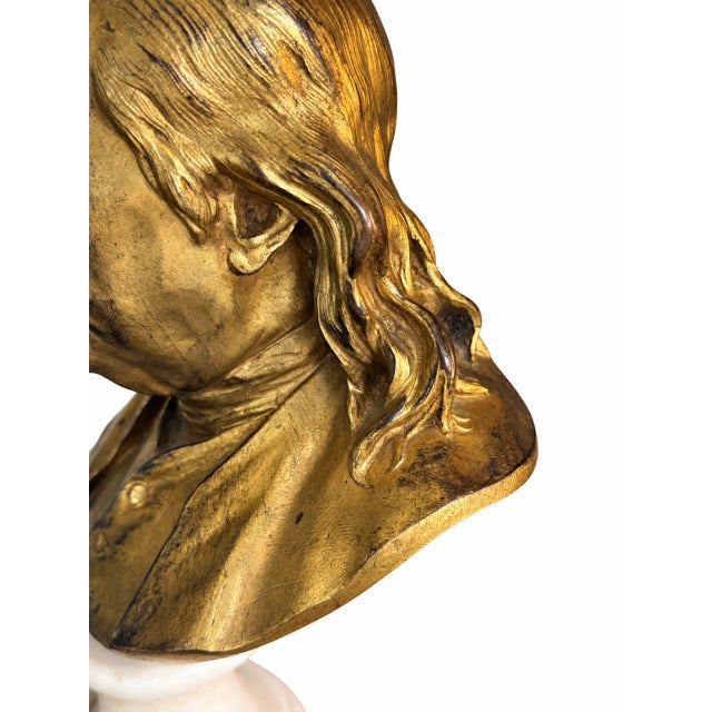 19th Century French Gilt Bronze Bust of Benjamin Franklin After Houdon on Marble For Sale In New York - Image 6 of 11