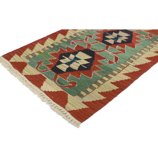 Vintage Persian Shiraz Kilim Rug with Modern Tribal Style 01'11 x 02'10. Full of tiny details and a bold expressive design...