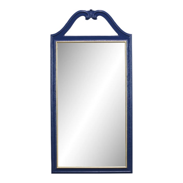 Mid Century Blue and Gold Mirror For Sale