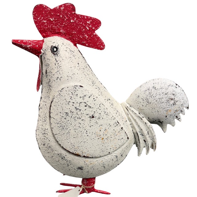 Farmhouse Rustic & Rare Vintage Farmhouse Metal Rooster For Sale - Image 3 of 4