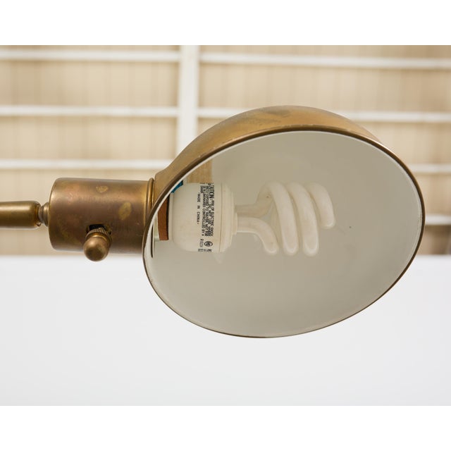Midcentury Patinated Brass Adjustable Pharmacy Floor Lamp For Sale - Image 12 of 18