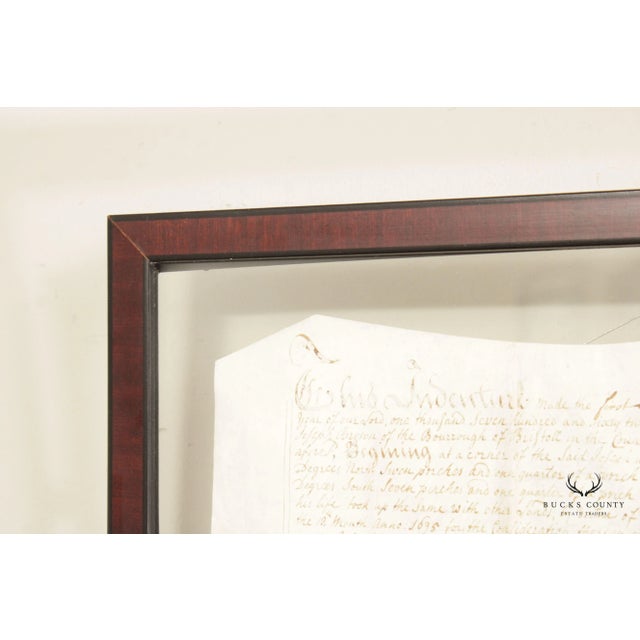 Antique 18th Century Bucks County PA Indenture Deed, Custom Framed For Sale - Image 4 of 13
