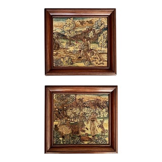 Pair of 18th-Century French Verdure Tapestry Panels in Antique Walnut Frames For Sale