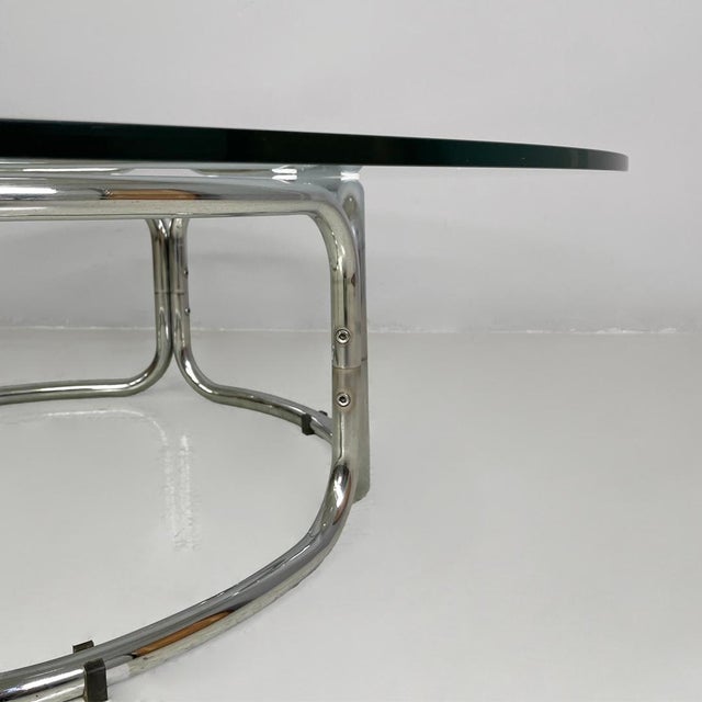 Silver Italian Modern Coffee Table in Steel and Glass, 1970s For Sale - Image 8 of 13