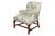An English George III style arm chair recently upholstered in Perrault in Thym; a rich silk and cotton Lampas fabric by...