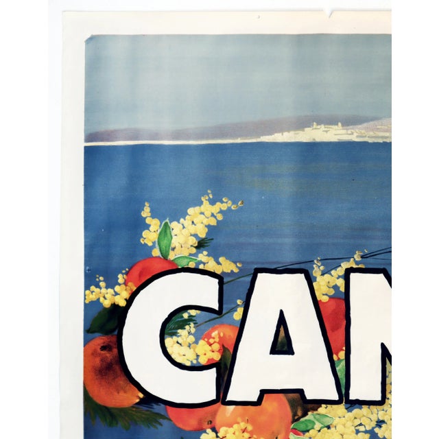 1930s Original French Travel Poster, Cannes - Sem - Linen-Backed For Sale - Image 4 of 6