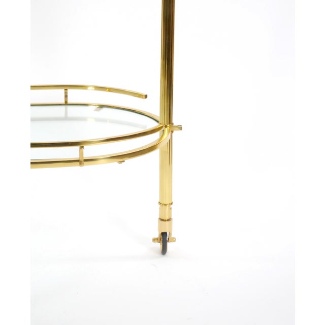 Glass Midcentury Brass and Glass Italian Swing Out Bar Cart For Sale - Image 7 of 12