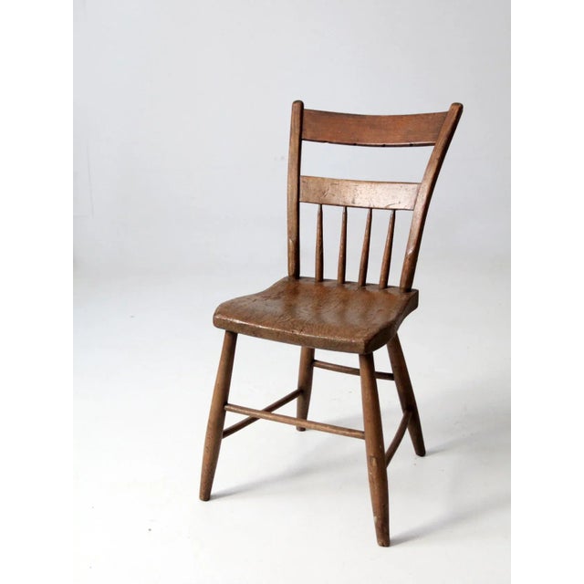 Antique Plank Seat Chair For Sale - Image 9 of 12