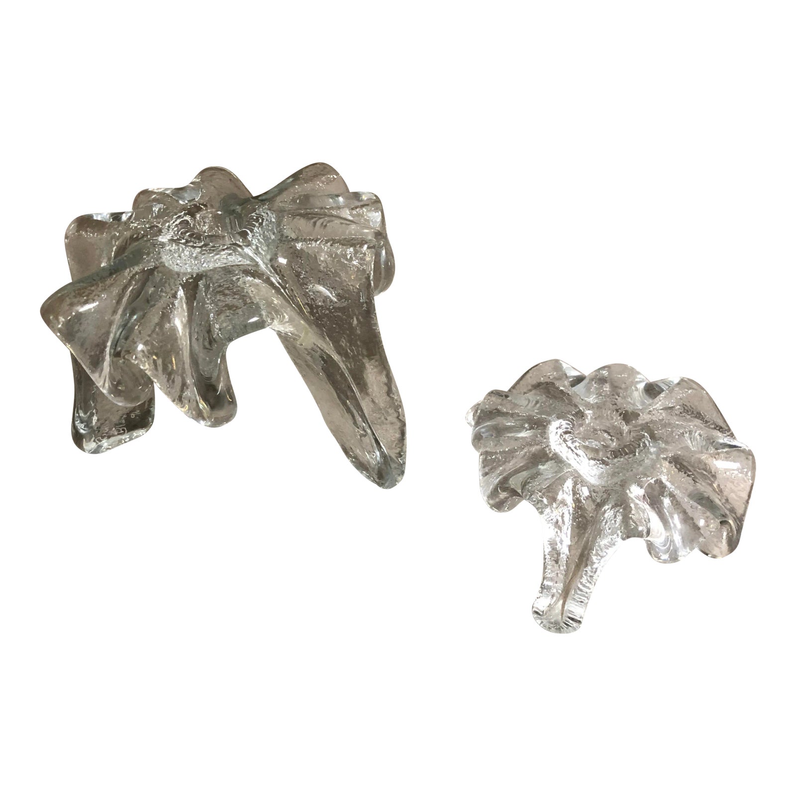 Modern Clear Glass Blenko Candle Holders a Pair Chairish