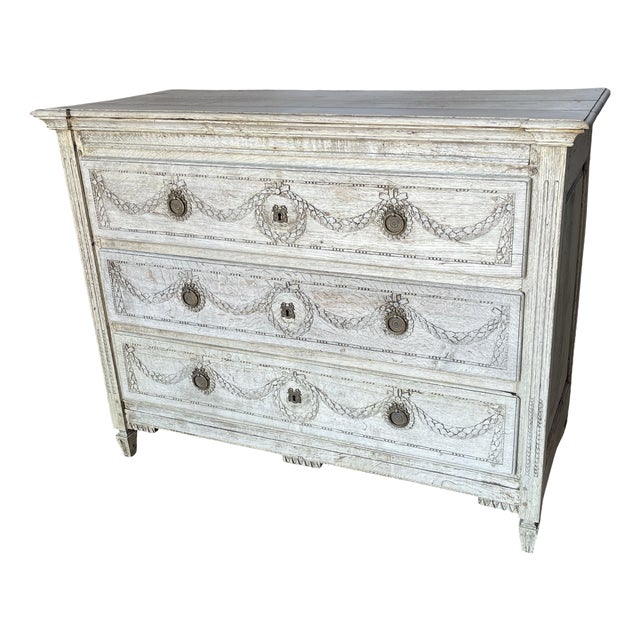 Antique Bleached Oak Flemish Chest of Drawers For Sale