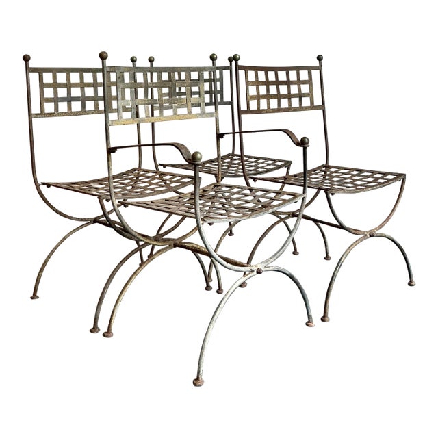 Vintage Boho Wrought Iron Dining Chairs After Maurizio Tempestini for Salterini - Set of 4 For Sale