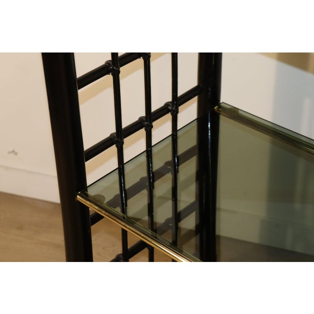 Maroon Vintage Shelf in Smoked Glass and Bamboo-Style Frame, 1970s For Sale - Image 8 of 17