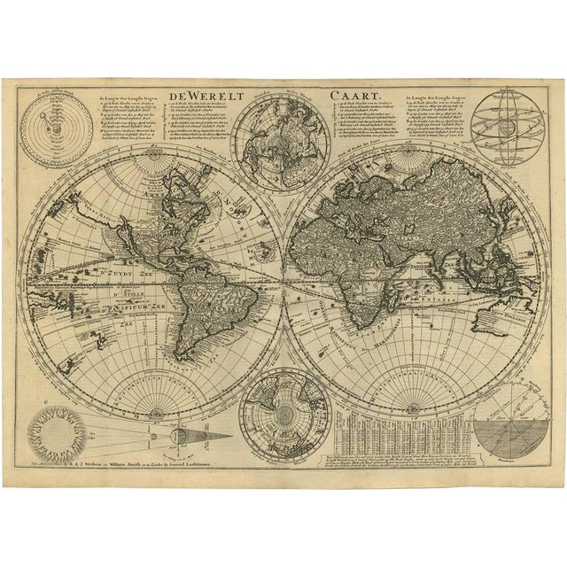 Antique Bible World Map by R. & J. Wetstein, 1743 For Sale