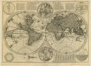 Antique Bible World Map by R. & J. Wetstein, 1743