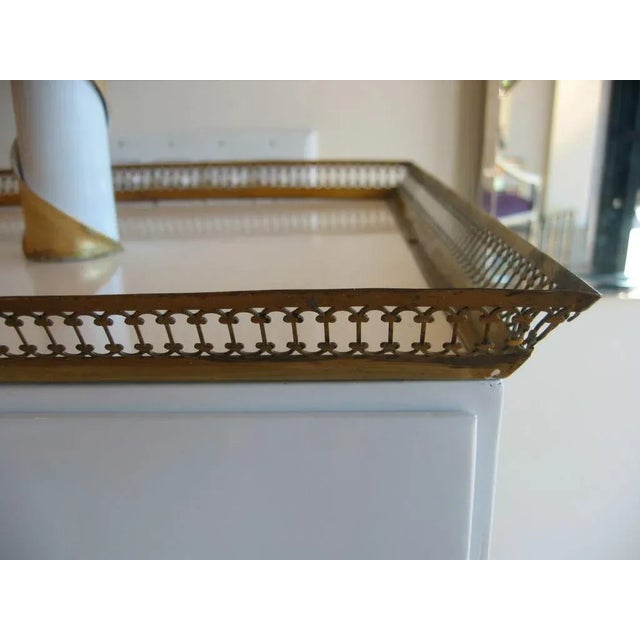 Vintage Italian Venetian Gilded & White Lacquered Swivel Standing Vanity Mirror or Sculpture Signed 50's For Sale In Miami - Image 6 of 10