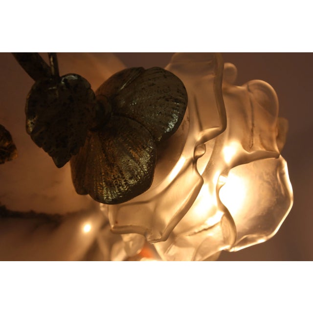 Large Alabaster and Bronze Pendant, 1900s For Sale - Image 6 of 7