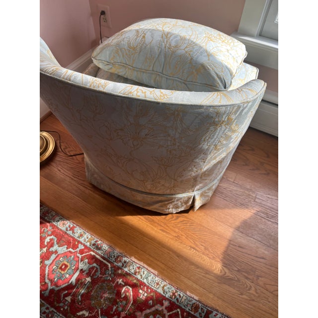 1970s Custom Vintage Silk Armless Upholstered Swivel Chair Chairish