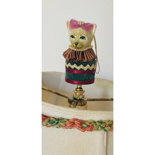 1960s 1960s Mackenzie Childs Style Handpainted Candlestick Lamp With Shade For Sale - Image 5 of 5