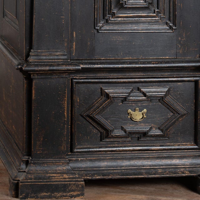 19th Century Danish Baroque Oak Large Black Painted Armoire For Sale - Image 15 of 18