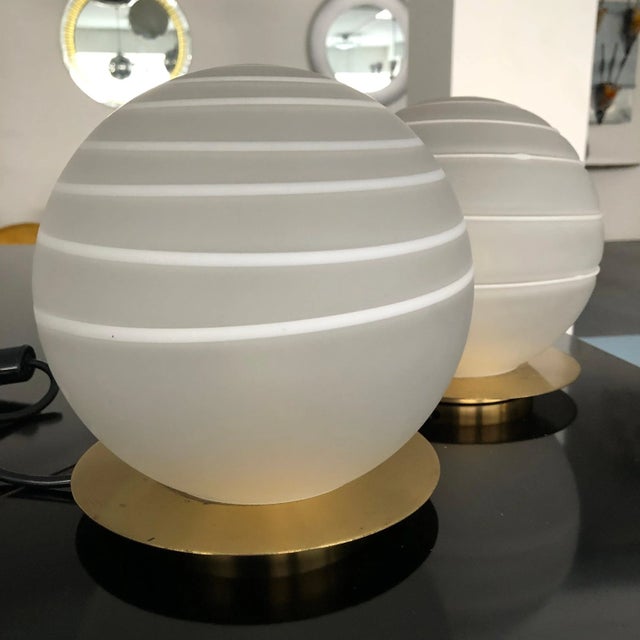Brass and Murano Glass Table Lamps by Angelo Brotto for Esperia, 1970s, Set of 2 For Sale - Image 6 of 11