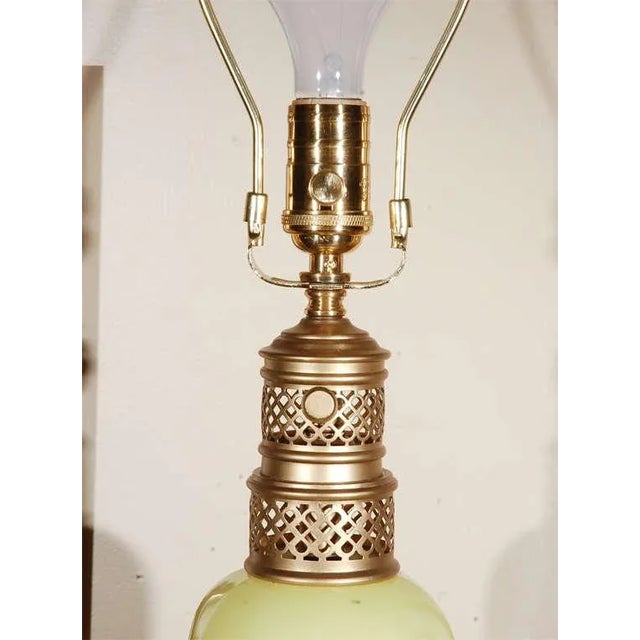 French 1950s Yellow Opaline Lamp For Sale - Image 3 of 6