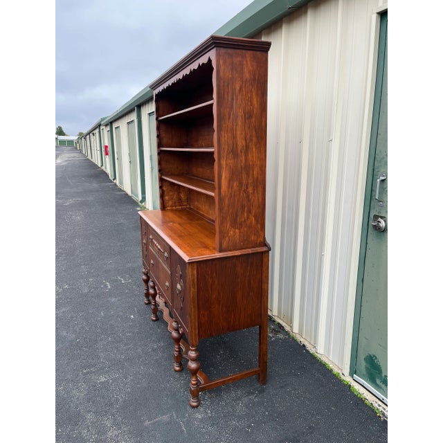 Early American Two-Piece Bookshelf Hutch Unit For Sale - Image 11 of 12