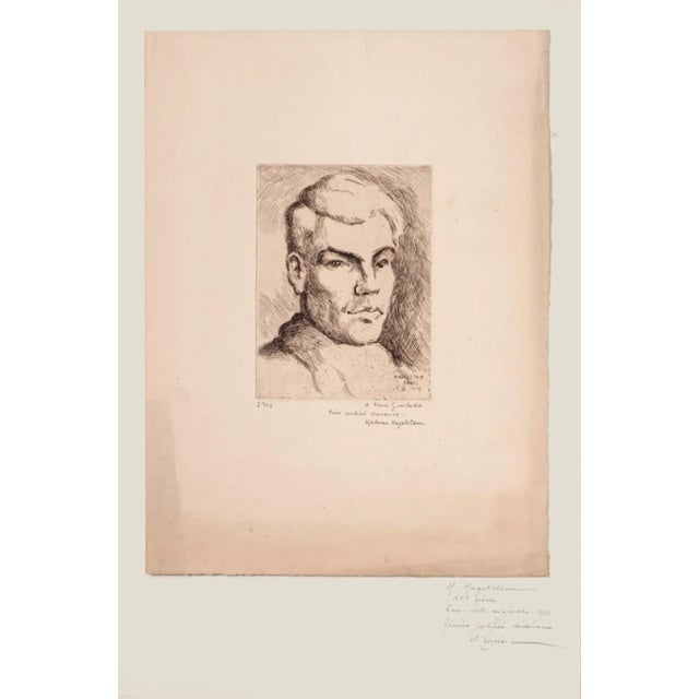 Halman Hagelstam, Portrait of Pierre Guastalla, Etching, 1926 For Sale - Image 3 of 3