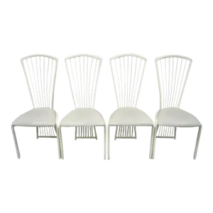 Late 20th Century Post Modern Art Deco Style Metal Fan Back Dining Chairs by Liberty - Set of 4