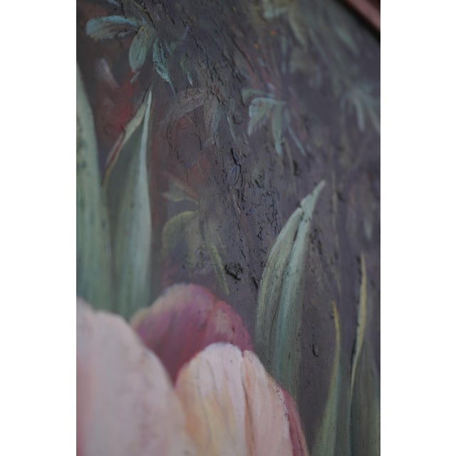 Gold Vintage Oil on Canvas Floral Framed Painting - Signed For Sale - Image 8 of 11