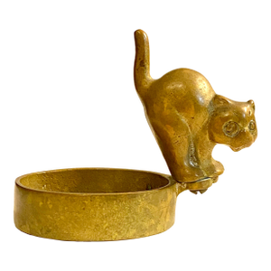 1920s Metal Cat Catch All -Small Comic Startled Cat