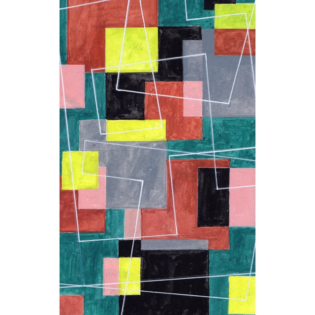 1990s Mathis Original Gouache Labyrinth II Framed Swiss For Sale - Image 4 of 5